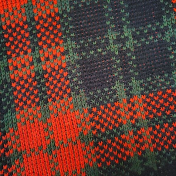 Vintage Rannoch Tartan Plaid Cardigan Sweater S Red Navy Acrylic Scotland - Picture 5 of 6